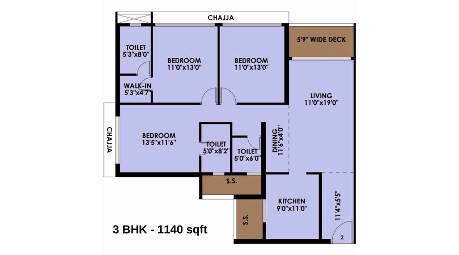Moreshwar-19-East-Floor-Plan-3-BHK-1140-sqft