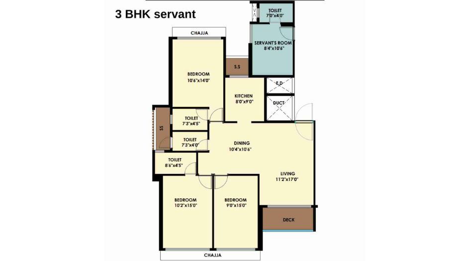 Moreshwar-19-East-Floor-Plan-3-BHK-Servant