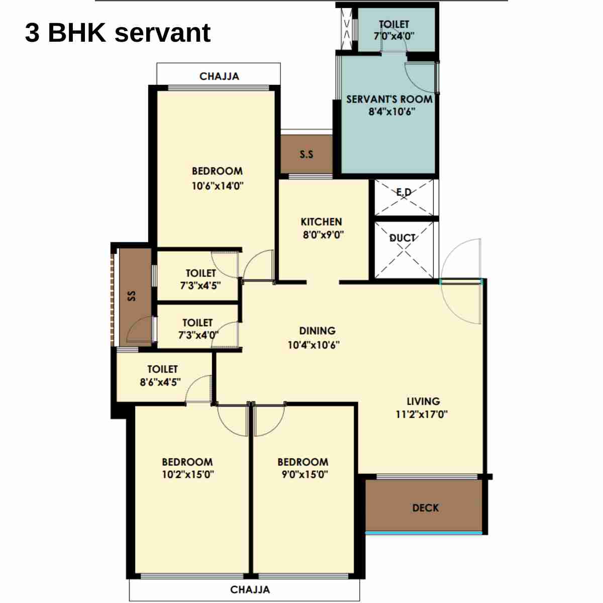 Moreshwar-19-East-Floor-Plan-3-BHK-Servant